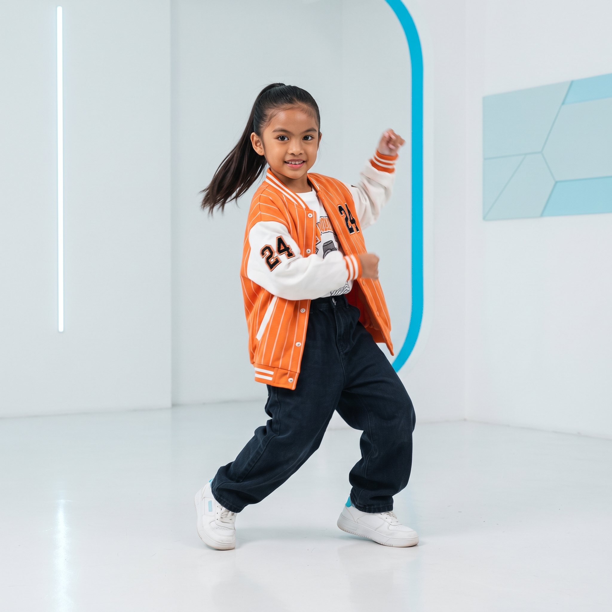 Young dancer practicing a floor move